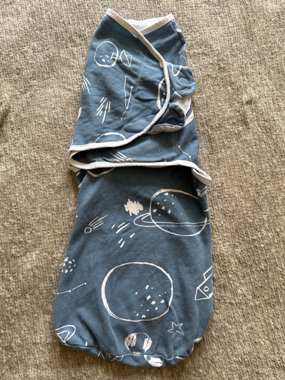 Lekebaby Space Print Swaddle Sleep Sack Blue Planets Rockets Cotton Wrap